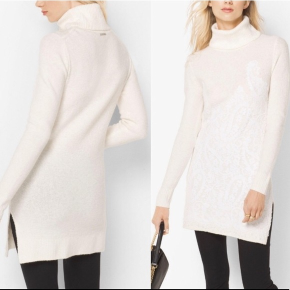 Michael Kors Sweaters - Michael Kors Ivory Lace Turtleneck Sweater Tunic